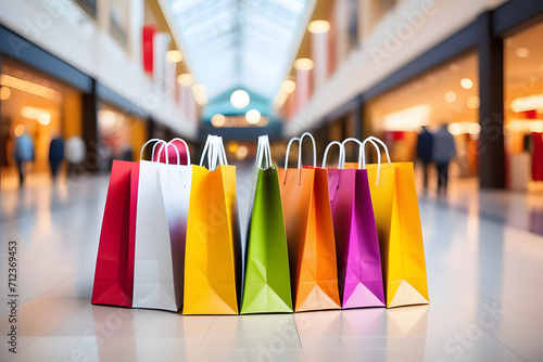 shopping bags in the mall. 