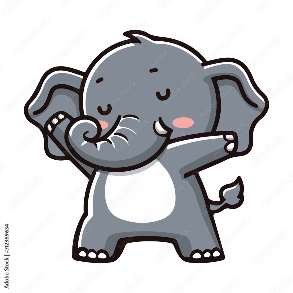 Fototapeta premium Little cute elephant Cartoon Style