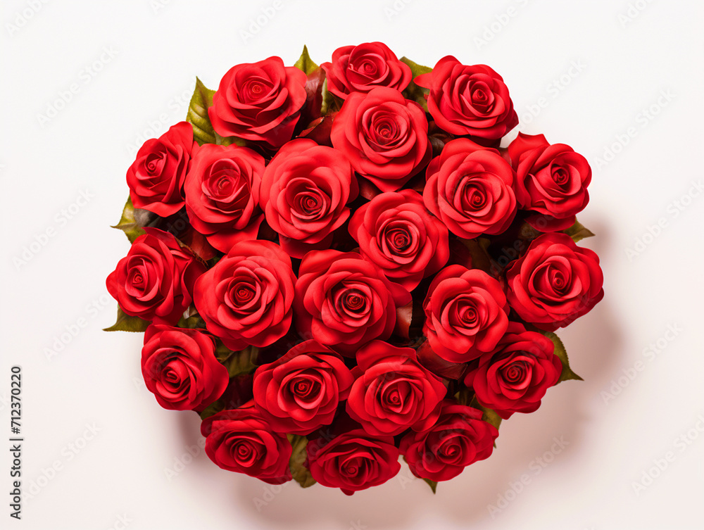 Beautiful bouquet of red roses on isolated white background - ai generative Beautiful bouquet of red roses on isolated white background - ai generative