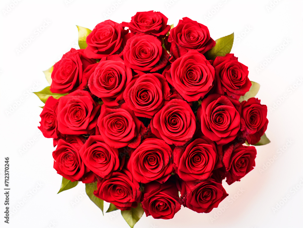 Beautiful bouquet of red roses on isolated white background - ai generative Beautiful bouquet of red roses on isolated white background - ai generative