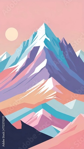 illustration of a landscape, landscape with mountains, landscape with sky, 