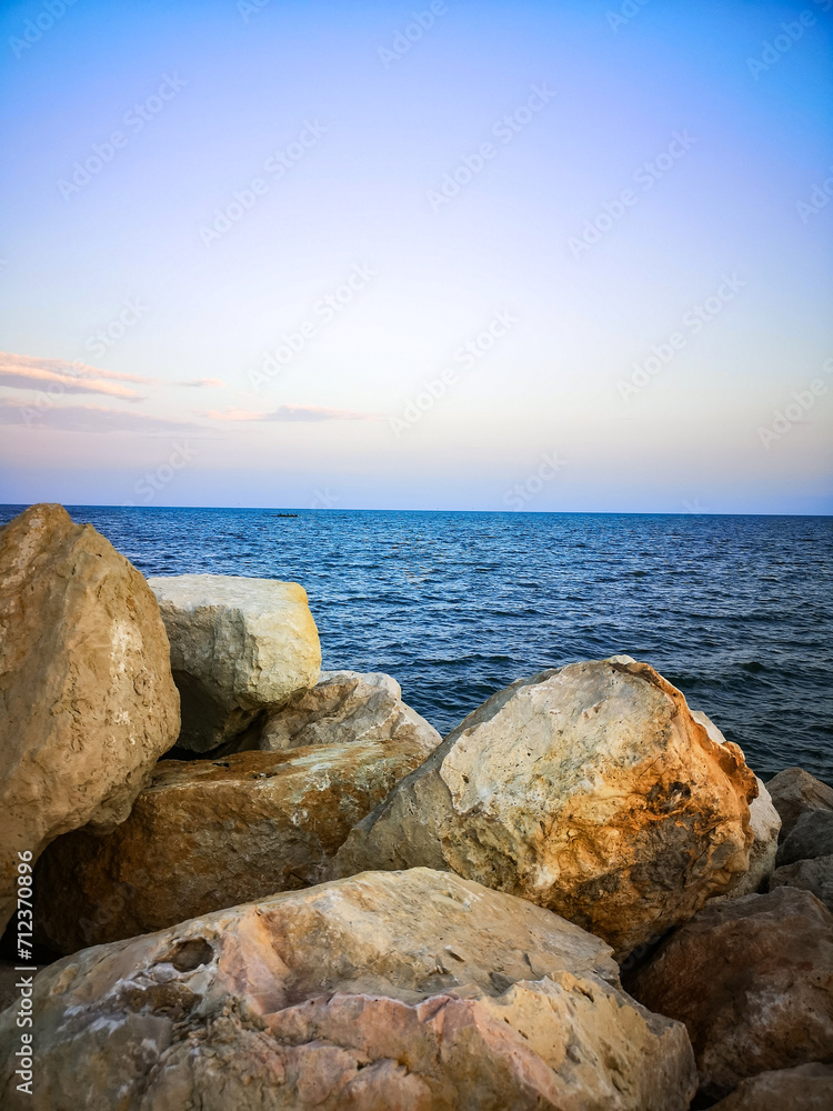 Big stone near the sea. Seascape