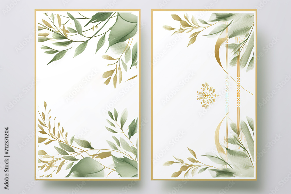 Ready to use Card. Watercolor invitation design with roses, leaves. flower and watercolor background. floral elements, botanic watercolor illustration. Template for wedding. frame