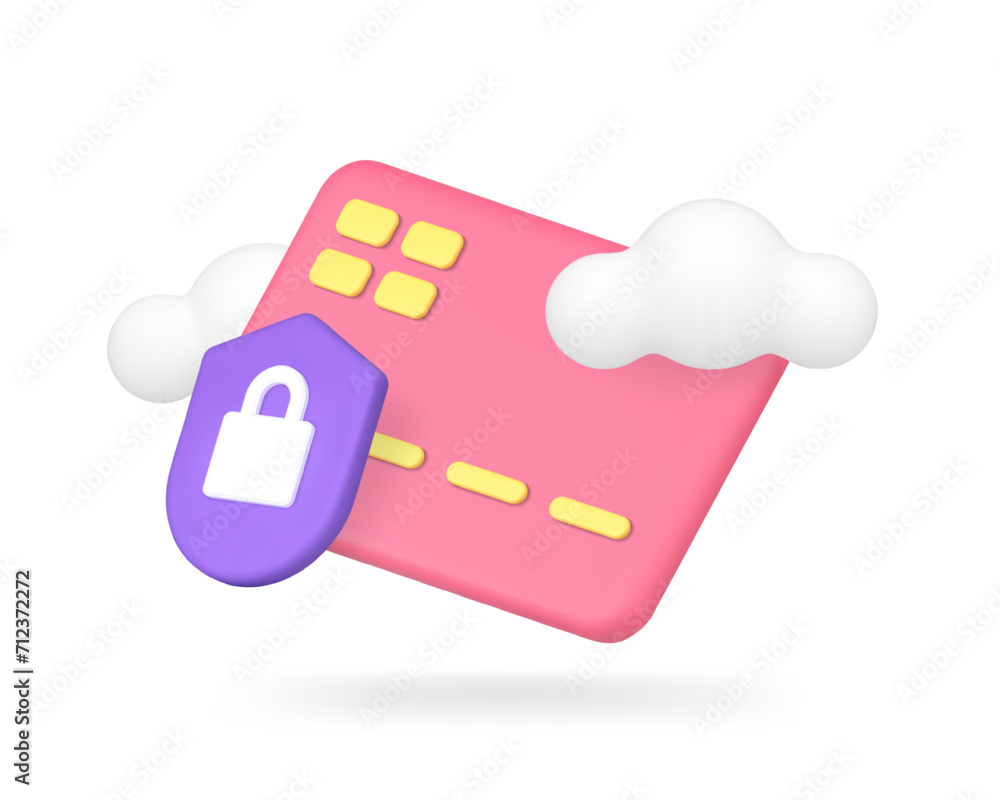 Online banking account card e money protection savings transaction storage 3d icon realistic vector Online banking account card e money protection savings transaction storage 3d icon realistic vector