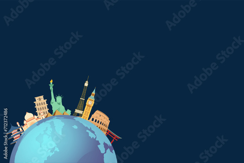Travel around the world, Travel and Tourism concept background, Tourism landmarks in around the world