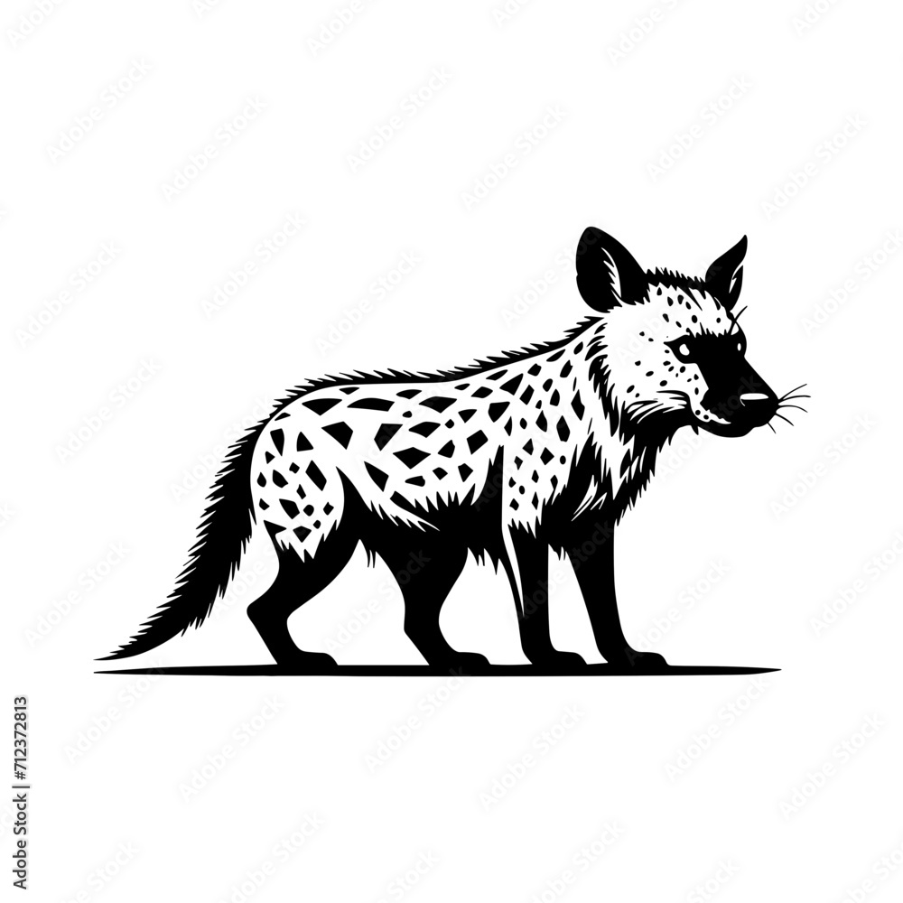 Obraz premium hyena vector illustration realistic | Silhouette of a hyena black and white