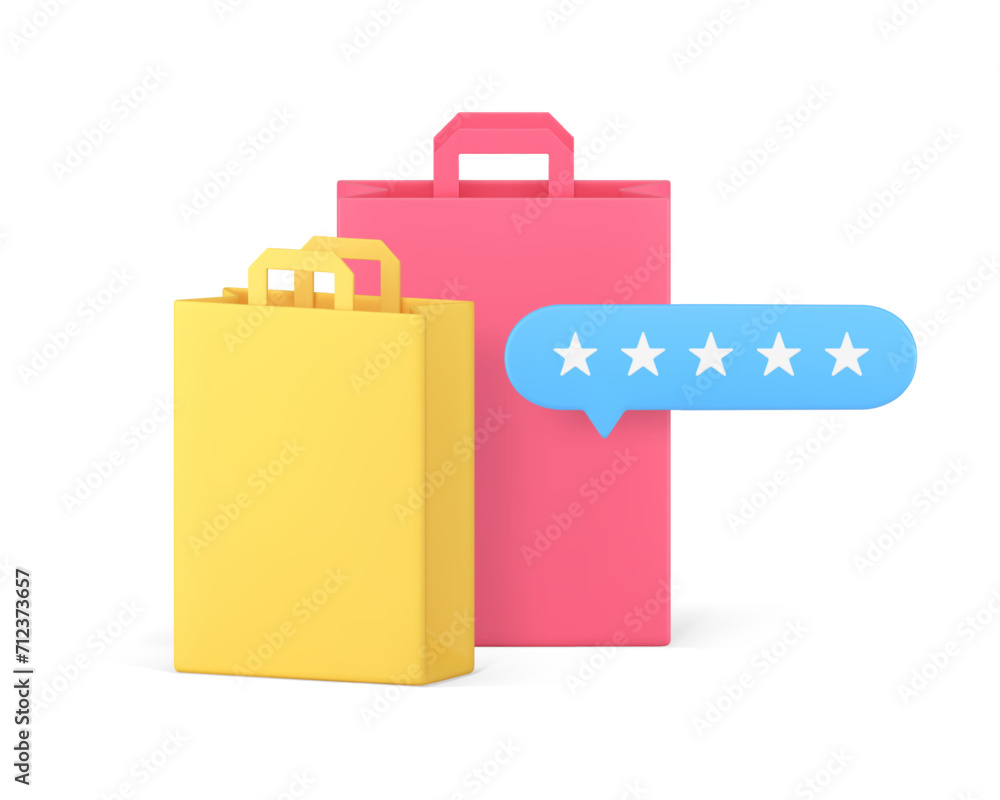 Fototapeta premium Best shopping rating customer review evaluation recommendation 3d icon realistic vector