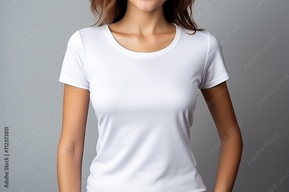Woman in White Tshirt Mockup created with Generative AI Woman in White Tshirt Mockup created with Generative AI