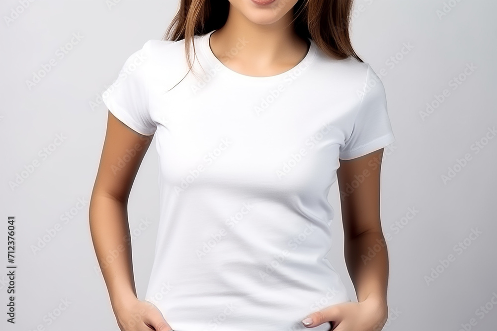 Woman in White Tshirt Mockup created with Generative AI Woman in White Tshirt Mockup created with Generative AI
