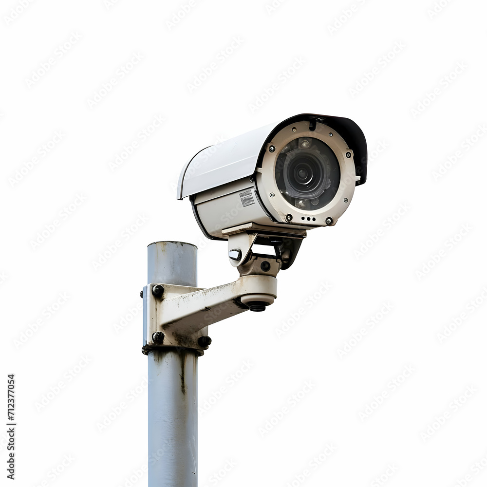 A surveillance camera isolated on a white background. High-resolution A surveillance camera isolated on a white background. High-resolution