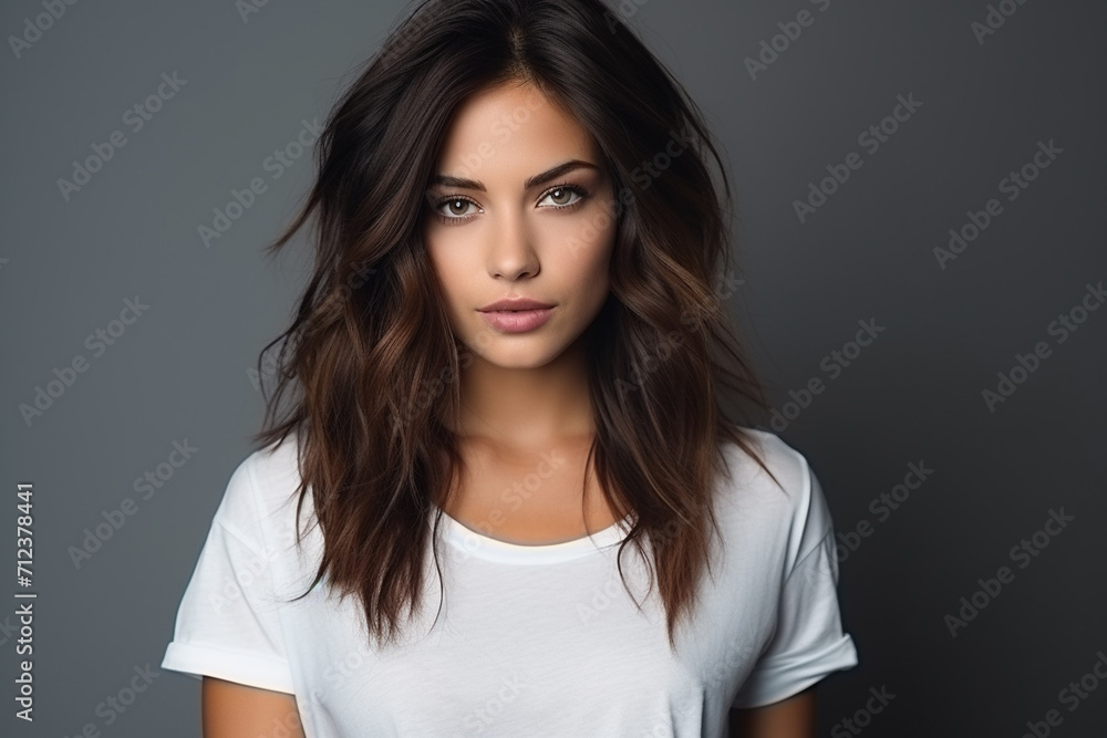 Woman in White Tshirt Mockup created with Generative AI Woman in White Tshirt Mockup created with Generative AI