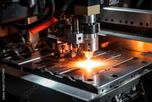 Laser cutting of metal on CNC machines, modern industrial technology for manufacturing industrial parts. Modern metalworking