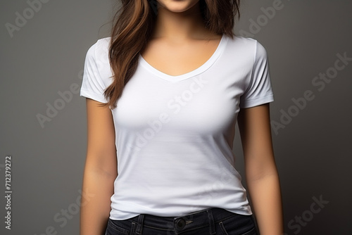 Woman in White Tshirt Mockup created with Generative AI