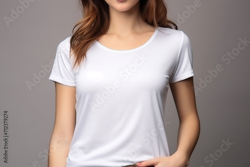 Woman in White Tshirt Mockup created with Generative AI