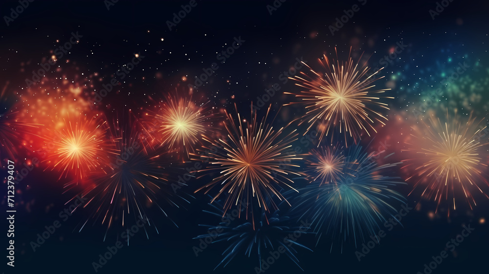 Happy New Year, burning fireworks with bokeh light background Happy New Year, burning fireworks with bokeh light background