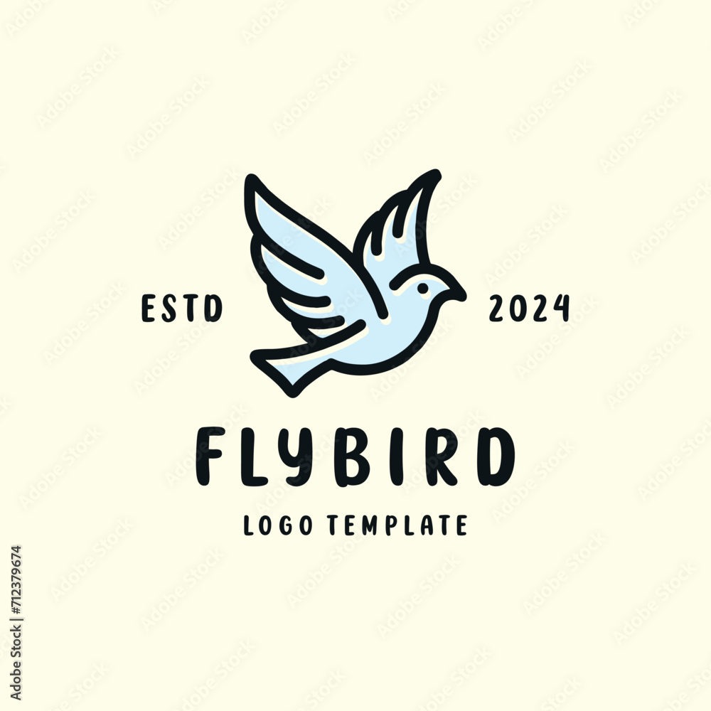 Monoline Fly Wing Bird Vector Logo Design illustration Monoline Fly Wing Bird Vector Logo Design illustration