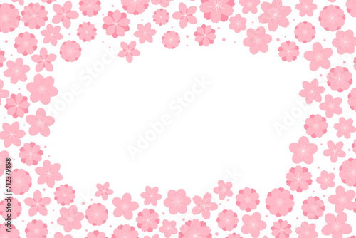 Spring flowers, blossoms, blooms, floral frame. Rectangular border with copy space on transparent background. Flat style vector illustration. Abstract geometric design. Concept seasonal banner © Maria Skrigan