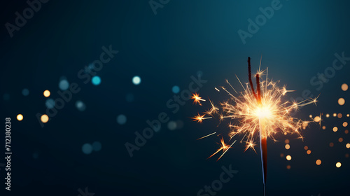 Happy New Year  burning fireworks with bokeh light background