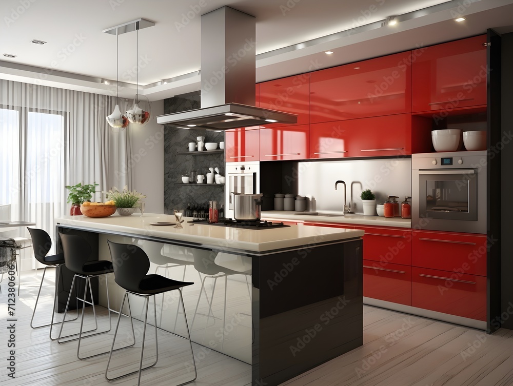 Beautiful kitchen design in a luxury home. Modern kitchen interior design with dining Beautiful kitchen design in a luxury home. Modern kitchen interior design with dining