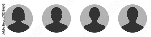 Default anonymous user portrait vector illustration flat vector designs. Man and woman vector profile silhouettes set