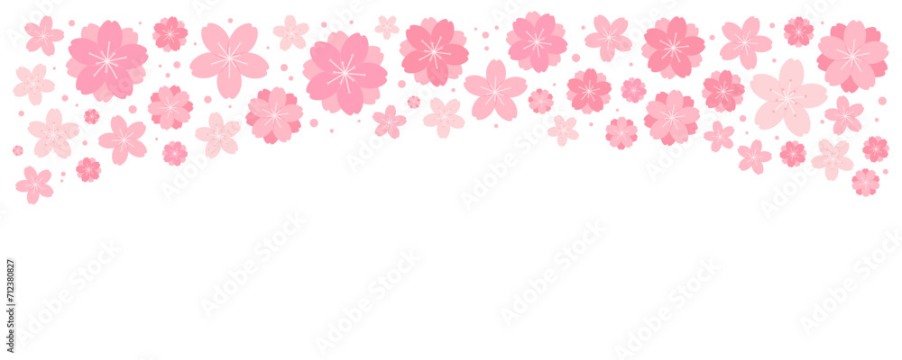 Spring flowers, blossoms, blooms, floral border on transparent background. Abstract geometric design. Concept seasonal promotion, banner, advertising, poster, sale