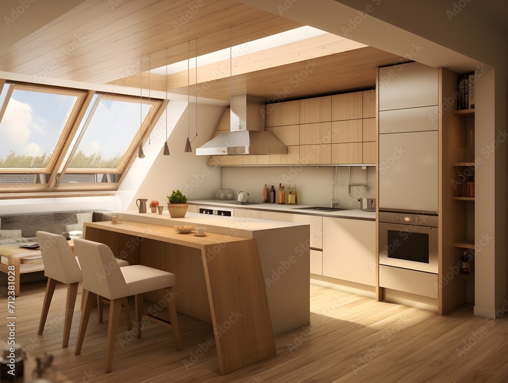 Beautiful kitchen design in a luxury home. Modern kitchen interior design with dining Beautiful kitchen design in a luxury home. Modern kitchen interior design with dining