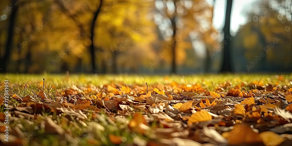 Autumnal nature with colorful trees and fallen leaves in forest park seasonal fall creating beauty in landscape bright maple leaf on ground sunny day outdoors flora and environment closeup view Autumnal nature with colorful trees and fallen leaves in forest park seasonal fall creating beauty in landscape bright maple leaf on ground sunny day outdoors flora and environment closeup view