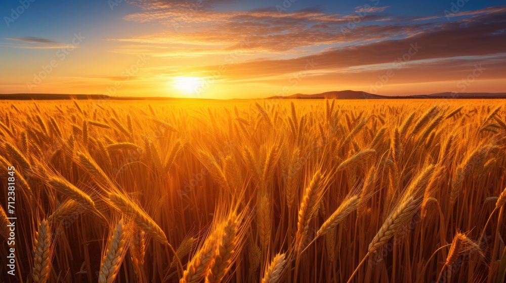image peaceful scene of wheat field at sunrise. amidst the wheat stalks image peaceful scene of wheat field at sunrise. amidst the wheat stalks