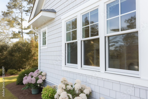 White Frame Vinyl Double Hung Windows photo