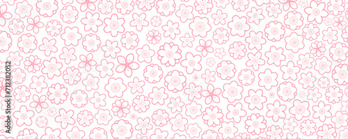 Spring flowers, blossoms, blooms, floral background. Line art style vector illustration on transparent. Abstract geometric design. Concept seasonal promotion, banner, advertising, poster, sale