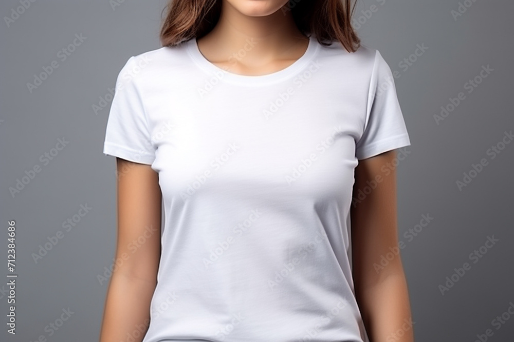 Woman in White Tshirt Mockup created with Generative AI Woman in White Tshirt Mockup created with Generative AI