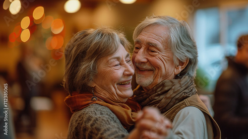 Joyful Elderly Couple Dancing and Laughing Together.