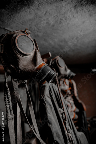 Gasmasken Sowjet in Bunker