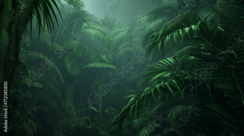 Dia chuvoso na floresta tropical 