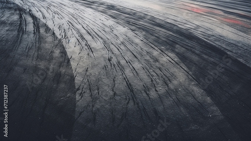 Aerial top view abstract texture and background of car tire drift , generate AI photo