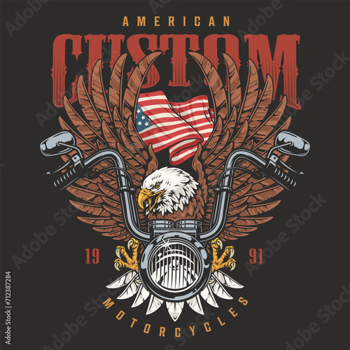USA bikers vintage sticker colorful