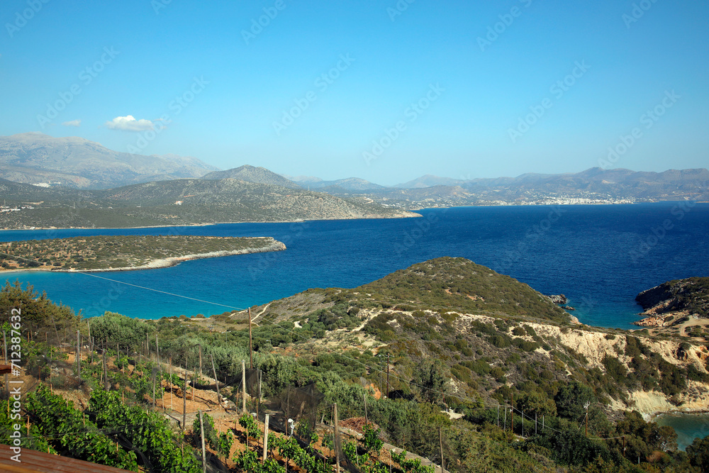 Mirambello Bucht mit Spinalonga-Halbinsel, Insel Kreta, Griechenland, Europa 