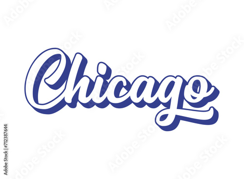Handwritten word Chicago.  3D vintage, retro lettering for poster, sticker, flyer, header, card, clothing