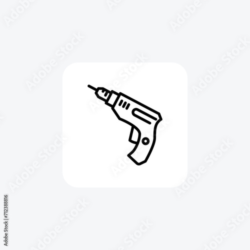 Drill black outline icon , vector, pixel perfect, illustrator file