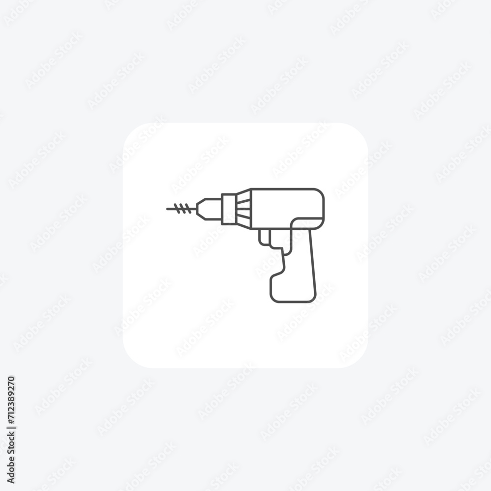 Fototapeta premium Power Drill grey thin line icon , vector, pixel perfect, illustrator file