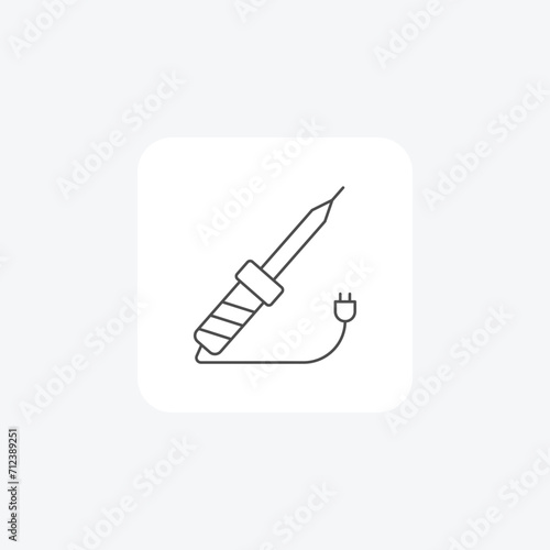 Soldering Iron grey thin line icon , vector, pixel perfect, illustrator file