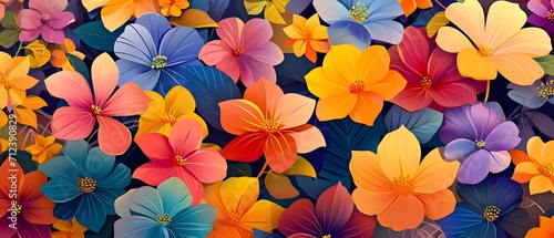 Colorful Assortment of Illustrated Flowers