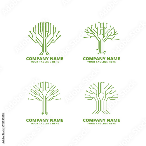 set of design tree technology logo vector