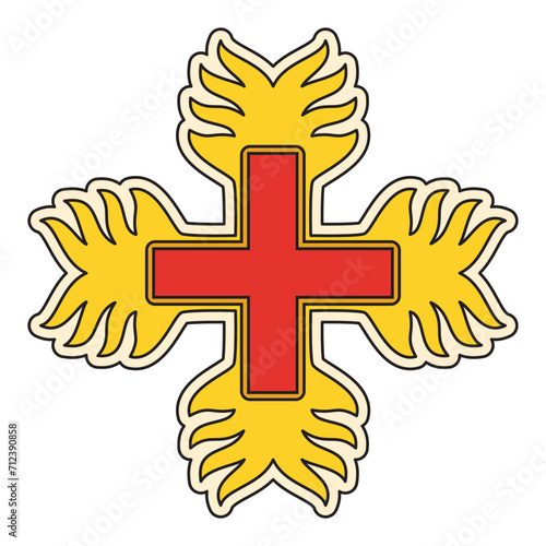 Order of the Dragon emblem, cross symbol on white background, vector illustration