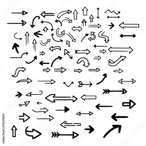 arrow set cartoon hand drawn vector illustration template design