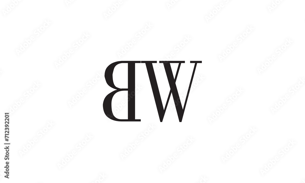 Obraz premium BW, WB, W, B Abstract Letters Logo Monogram