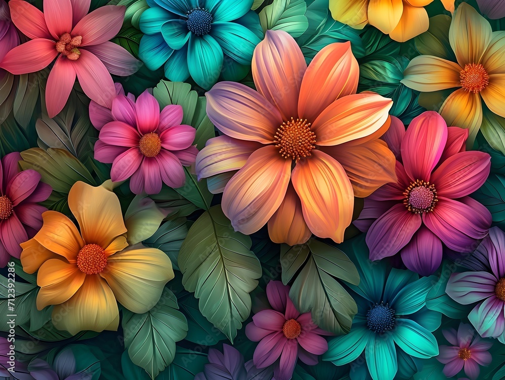Vibrant Assortment of Illustrated Flowers Vibrant Assortment of Illustrated Flowers