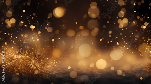 Happy New Year, burning fireworks with bokeh light background