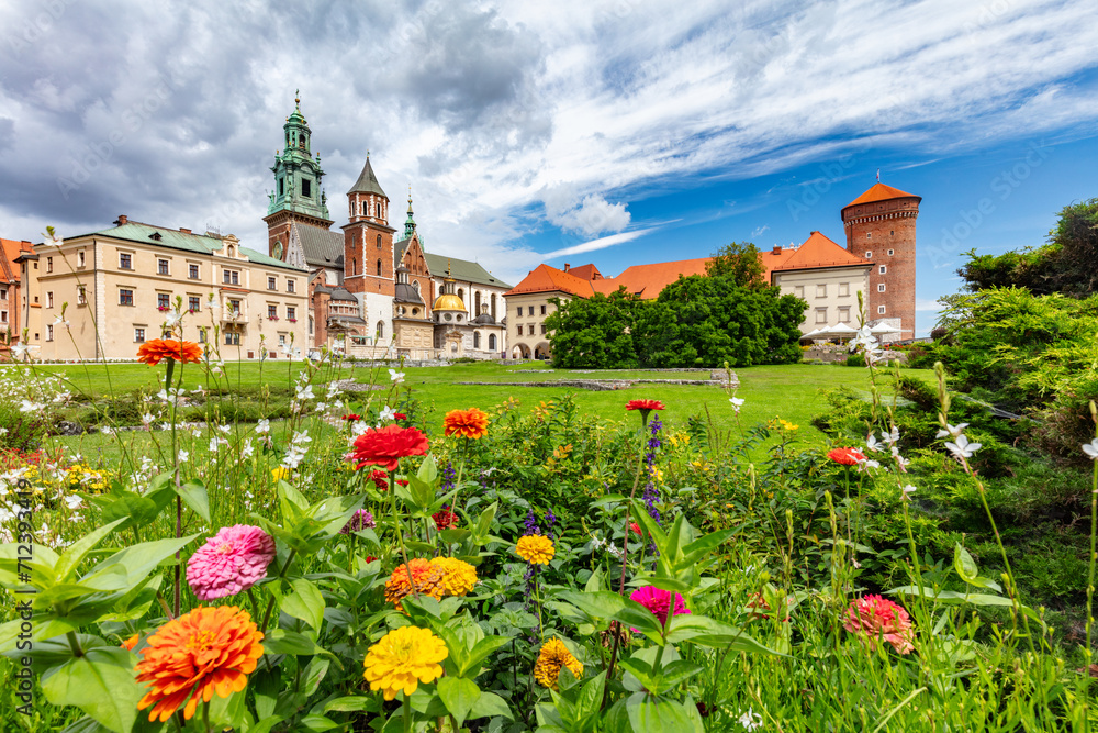 Courtyard garden in Wawel Royal Castle in Cracow, Poland