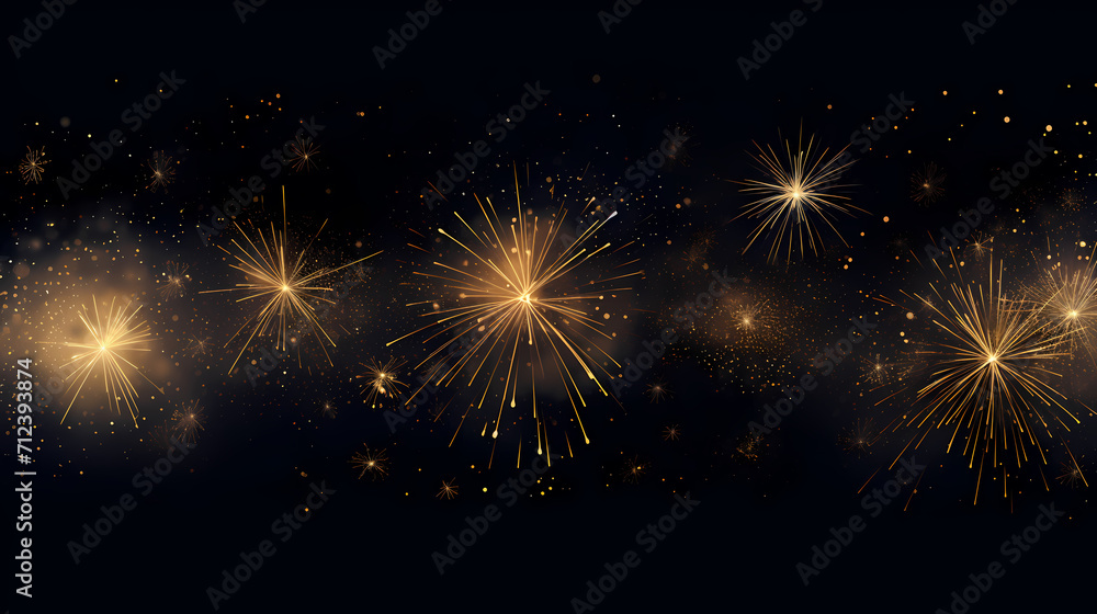 Happy New Year, burning fireworks with bokeh light background